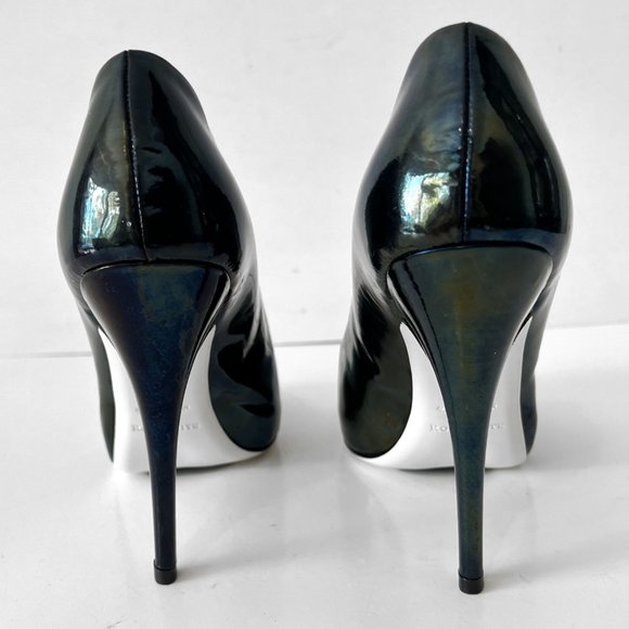 RON White Signature Patent Leather peep toe Stiletto heel Italy, sz 36 (US 5.5) - Picture 5 of 12